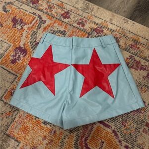 Sparkle City Blue Shorts with Red Stars